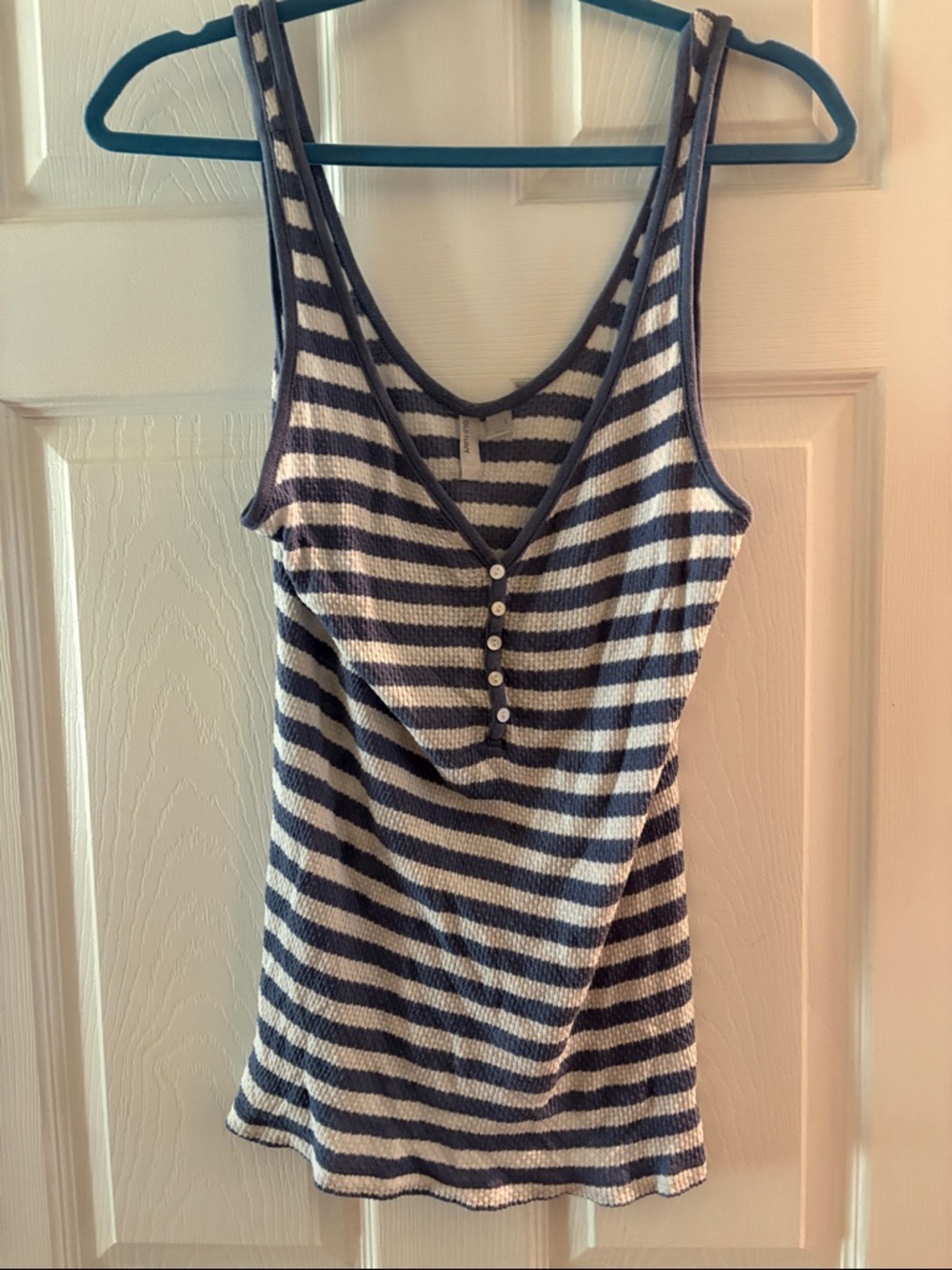 Old Navy Navy and White Striped Sleeveless Henley Tank